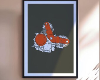 Ducati Monster Motorcycle Engine Modern Design Poster