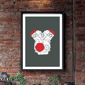 Honda CX500 Engine Illustration Modern Design Poster