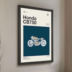 Honda CB750 Cafe Racer Motorcycle Modern Design Poster