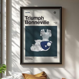 Triumph Bonneville Engine Illustration Modern Design Poster
