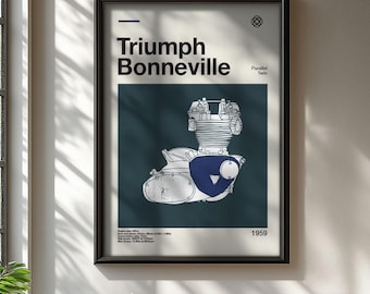 Affiche de conception moderne d'illustration de moteur de Triumph Bonneville