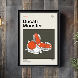 Cartaz de design moderno do motor da motocicleta Ducati Monster