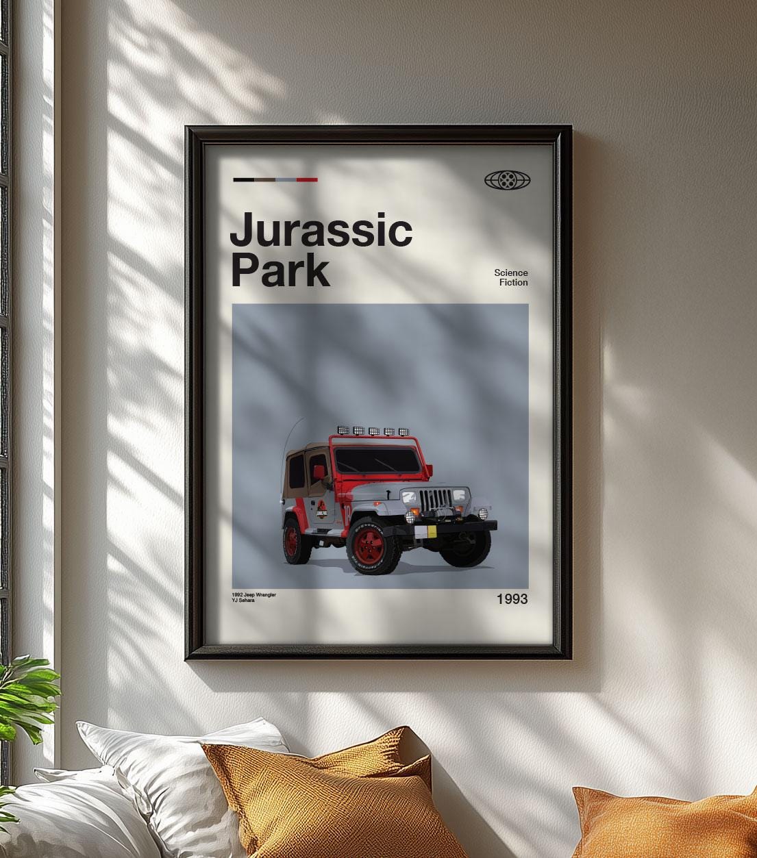 Jurassic Park Jeep Wrangler Modern Design Poster