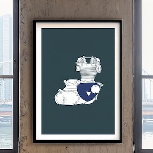 Triumph Bonneville Engine Illustration Modern Design Poster