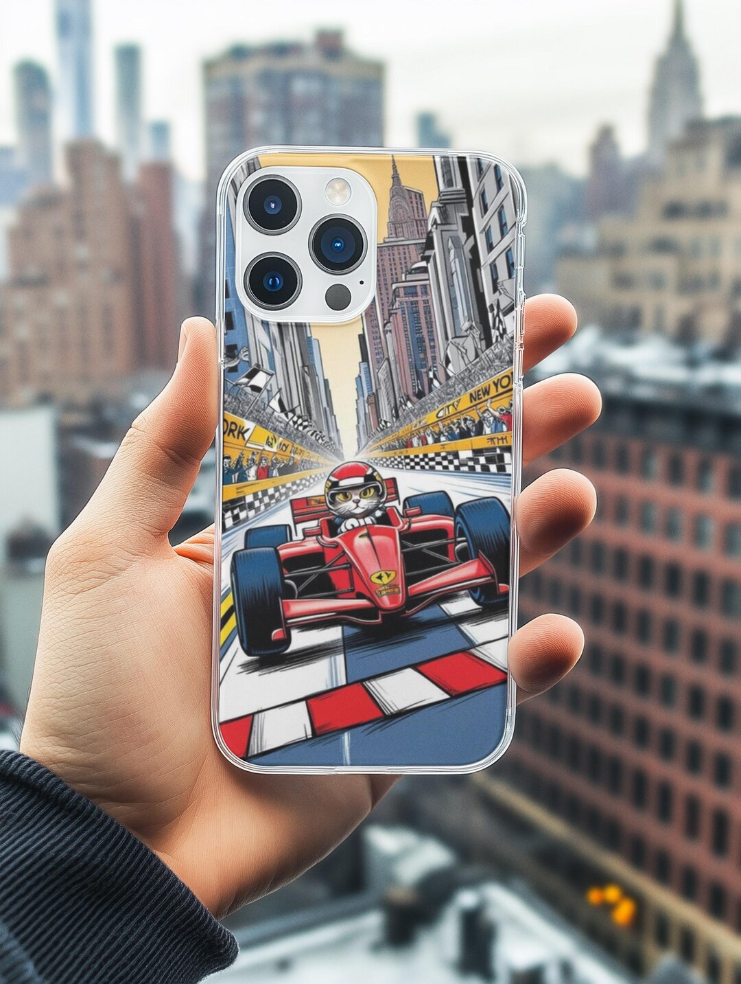 Funny Cat Racing Phone Case - Pop Art Style for Car & Cat Lovers ...