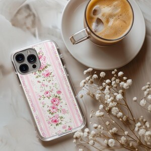ヴィンテージピンクの花柄スマホケース - エレガントなローズデザイン、女性用で耐久性のある柔軟なカバー、スタイリッシュな保護アクセサリー
