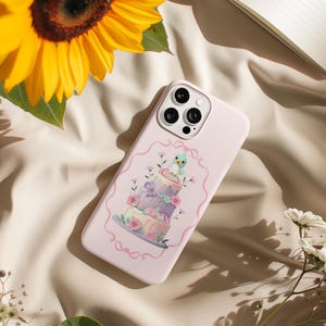 Jolie coque de téléphone naissance bande dessinée rose motif amateur de desserts housse de protection élégante pour femme
