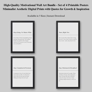 High-Quality Motivational Wall Art Bundle - Set of 4 Printable Posters
