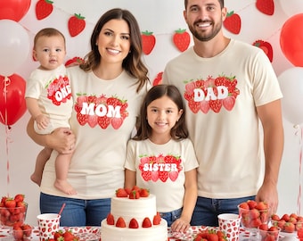 Custom Berry Sweet Birthday T-Shirt, Strawberry 1st Birthday Family Tee, Birthday Matching Family Shirts, Berry Sweet Birthday Girl Shirt