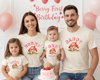 Berry First Birthday Matching Family Shirt, Comfort Colors Strawberry Mama Dada Tee, Strawberry 1st Birthday Shirt,Strawberry Mom Dad Tshirt