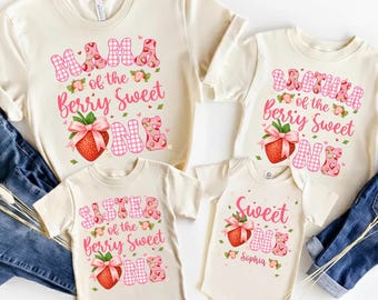 Sweet One Birthday Shirt, Strawberry Family Birthday T-Shirt, Berry 1st Birthday Shirt, First Birthday Party Tee, Berry Sweet Birthday Shirt