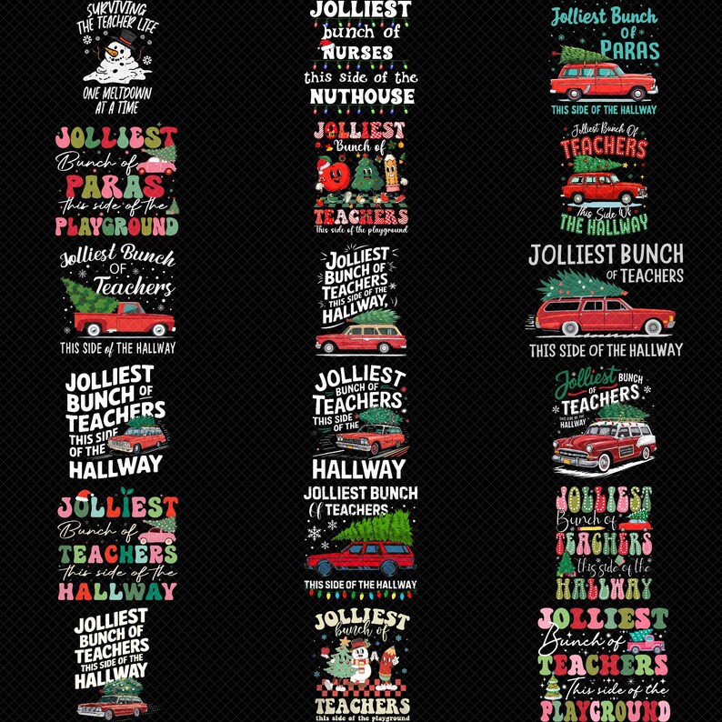 Jolliest Bunch of Teachers Christmas PNG Bundle, Funny School Holiday ...