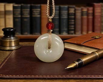 White Nephrite Jade Pi An Kou Pendant, Chinese Amulet