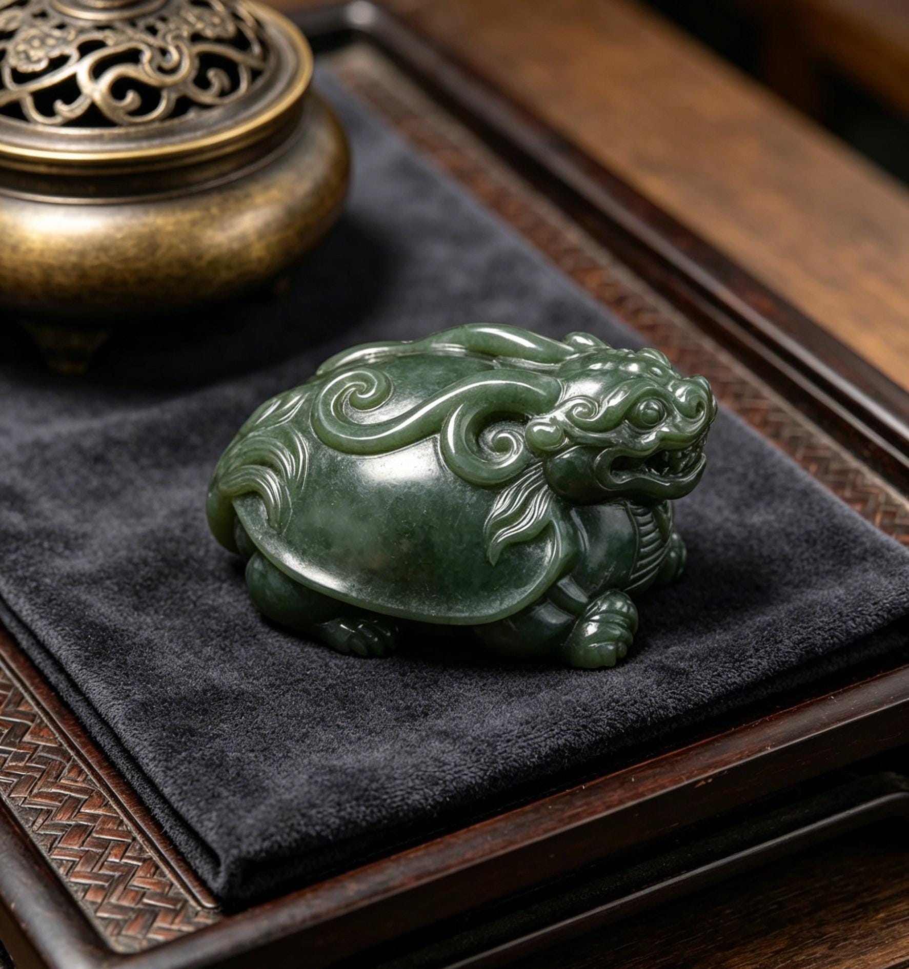 翡翠彫刻のカメ - Etsy 日本