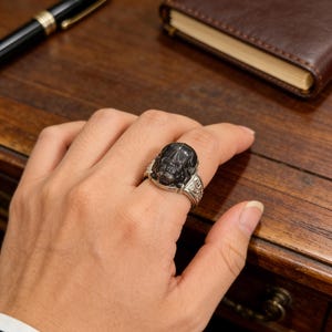 Herren Pixiu Guardian Ring - ~10g Massives Sterling Silber, Nephrit Jade Inlay, Reichtum & Schutz