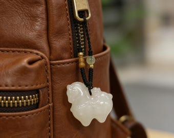 White Nephrite Galloping Fortune Necklace - 8g Carved Horse & Coin Pendant, Auspicious Gift