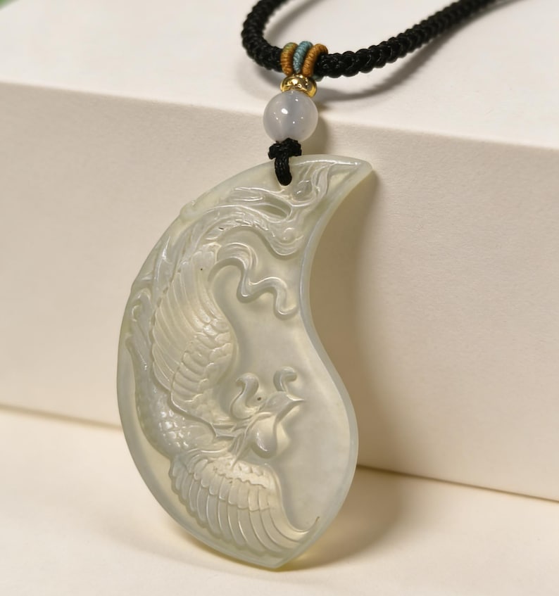 Dragon Phoenix Jade Pendant Set – Serpentine Jade, Love Harmony Symbol Phoenix Pendant