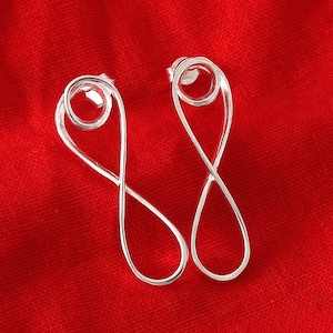 Women infinity Drop Fashion Sterling Silver Earrings ,Handmade Everyday Dainty Modern Earrings , Unique Gift, Gift for Her, Gift For Mom
