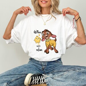 Camiseta con estampado de cabra y estrella / Camiseta con animalito adorable / Regalo inspirador, estilo kawaii / Camiseta unisex suave, camiseta con estampado de cabra