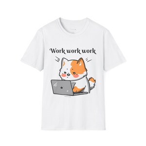 Cartoon Dog Work Work Work Unisex Softstyle T-Shirt, Funny Animal Tee, Graphic Laptop Shirt, Cute Dog Lover Gift, Casual Top