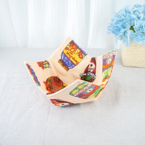 Vintage Jar Pattern Microwave Bowl Cozy Fabric Hot Pad Handmade Cotton Soup Bowl Holder Eco-Friendly Kitchen Gift  Housewarming Gift