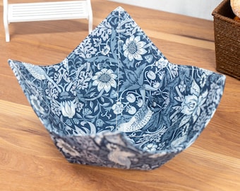 Blue Floral Cotton Microwave Bowl Cozy Holder Reusable Microwaveable Safe Bird Hot bowl Holder Bowl Snuggies Soup Bowl Cozy Food Protector