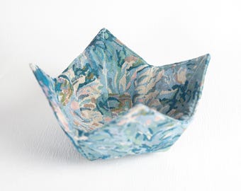 Artistic Blue Floral Abstract Bowl Cozy Microwave Safe Cotton Fabric Soup Ice Cream Holder Hot Pad Kitchen Decor Housewarming Gift