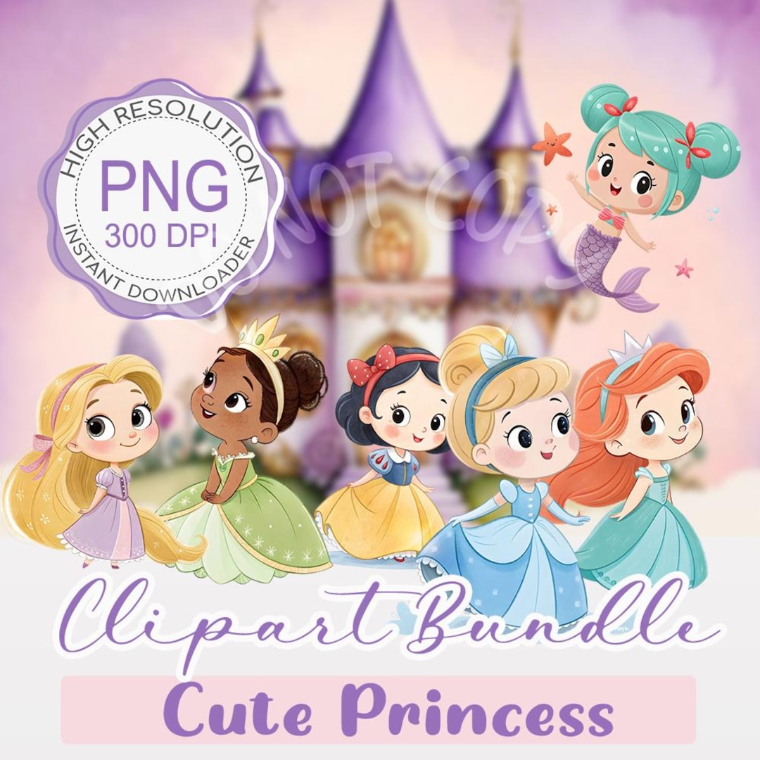 Princess Watercolor Clipart Bundle | Cute Princess Pngs | Fairytale ...