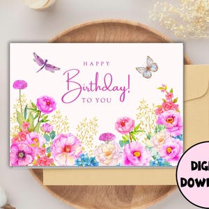 Happy Birthday Card\ DIGITAL Download\ Printable Birthday Card Featuring Colorful Cupcake\ Printable Happy Birthday Card\ Printable Card