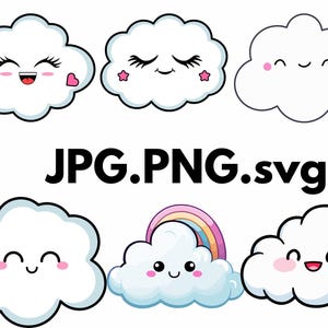 Clouds SVG\ Set of Clouds\ Clouds Clipart\ White Clouds\ Fluffy Clouds PNG\ Cute Clouds Bundle Pack\ Instant Digital Download