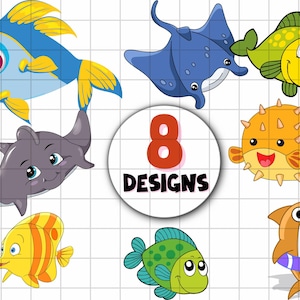 Cartoon sea animals svg\ Sea Animal SV\ Animal Clip Art\ Cute Ocean Animals\ Baby Ocean Animal SVG\ Ocean Animal\ print file\ printable\ svg
