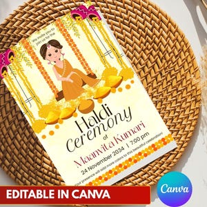 Editable Haldi Invitation Template\ Indian Wedding Shower Invitation Template\ Minimal Haldi Invitation\ Digital Invitations Template