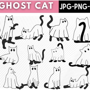 Сute ghost cat svg, Boo svg\ Halloween svg\ Files for Cricut, silhouette\ Instant Download
