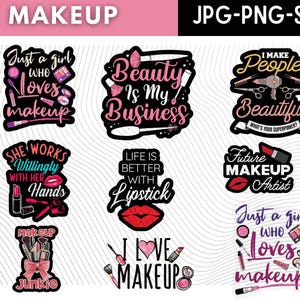 Makeup SVG bundle\ Makeup Quotes SVG\ Beauty svg\ Cosmetics\ Mascara svg\ Lipstick svg\ Makeup Artist Shirt\ Cut File Cricut\ Makeup Bag Svg
