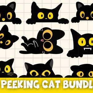Peeking Cat SVG Pack\ Cat Silhouette\ Peeking SVG\ Cut Files for Cricut & Silhouette in Svg\ Png\ best cat svg bundle