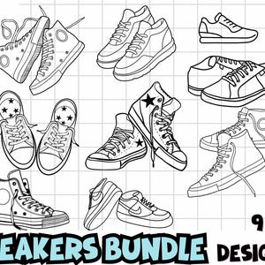 Sneaker Svg Bundle\ Sneakers Svg\ Running Shoes\ Sneaker Clipar\ Png for Sublimation\ Basketball Shoes Svg Files for Cricut\ Silhouette