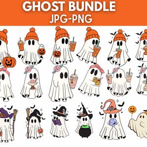 Cute Ghost Halloween svg Bundle\ Retro Ghost png\ Retro Floral Ghost png\ Dog Ghost svg\ Ghost Reading svg\ Spooky Season\ Halloween png