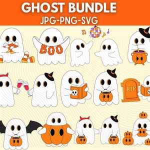 Cute Ghost Halloween svg Bundle\ Retro Ghost png\ Retro Floral Ghost png\ Dog Ghost svg\ Ghost Reading svg\ Spooky Season\ Halloween png