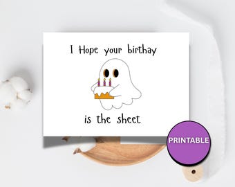 Halloween Funny Birthday Card\ Printable\ Funny Ghost Birthday Card\ October Birthday\ for Coworker\ for Dad\ for Friend\ Instant Download