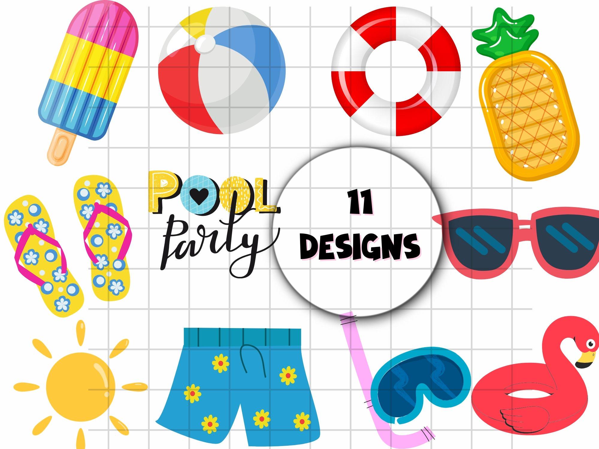 Pool Party Digital Files\ SVG PNG JPG\ Clipart\ Cut Files\ Cricut\ Water Park\ Summer\ Fun\ Birthday\ Swim\ Popsicles\ Inflatables\ Floats