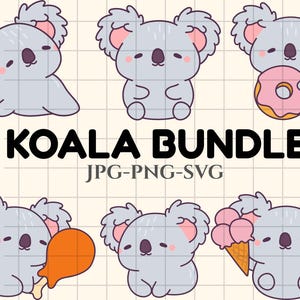 Cute Koala SVG Bundle\ Kawaii Australia Koala SVG Pack\ Cricut Silhouette Files for Laser Cutter