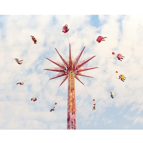 Carnival Photography Home Decor Sky Ride Pastel Tangerine Banana Coral Pink Vintage-Skyfall