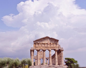 Travel Photography, Italy, Olive Grove, Ancient Monument, Ruins, Summer, Classical, Olive Green, Clouds-Tales of the City