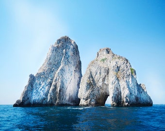 Ocean photography Summer Holiday, Azure, Indigo, Ink Blue, Stone, Modern Decor, Capri, Island - La Isola