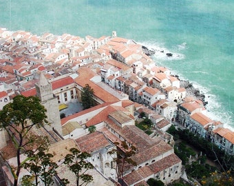 Travel Photography, Italy, Sicily, Romantic Village - View from the top