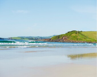 Ocean photograph, Sea, Blue Sky, Ocean Wave, Pacific, Nautical, Coast, Nature, Teal, Grass Green, Emerald-One Perfect Day