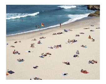 Beach Photograph, Summer, Sand, Sea, Teal, Abstract, Modern Decor, Red, Blue, Surf - Colours of Summer