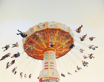 Carnival Photography Home Decor Sky Ride Pastel Tangerine Banana Coral Pink baby Blue-Swingtime