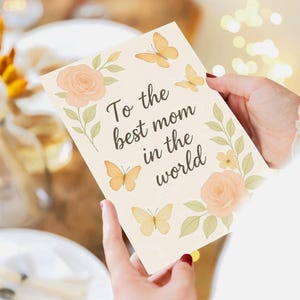 Fête des Mères imprimable | à la meilleure des mamans | Conception florale de papillon | Téléchargement numérique instantané | Cadeau pour maman | Cadeau fête des mères