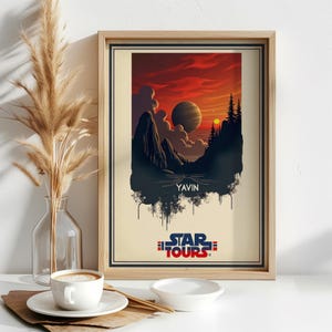 Póster de Star Wars de Yavin, impresión artística espacial galáctica, decoración de pared de ciencia ficción, descarga digital de alta resolución para fanáticos, arte mural imprimible de 300 ppp